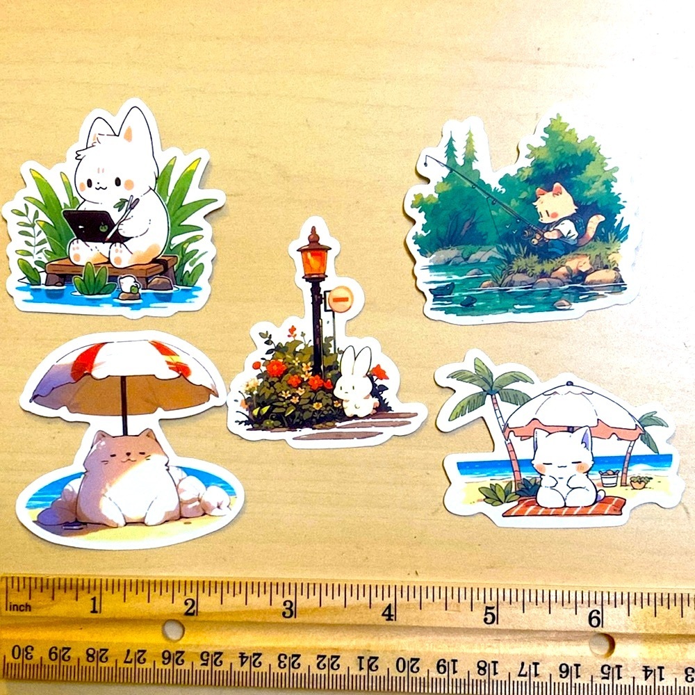 10/$10 or $1 BUNDLE: 5 Animals Stickers: Outside! 🏝️ 🎣WATERPROOF!